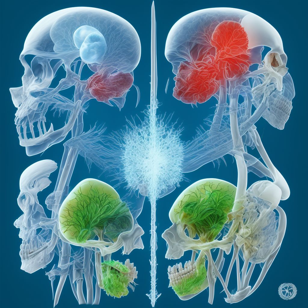 Open bite of left cheek and temporomandibular area, sequela digital illustration