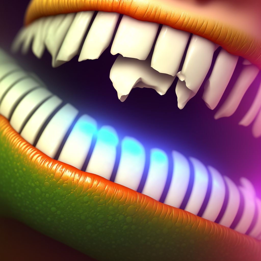 Unspecified open wound of lip, sequela digital illustration