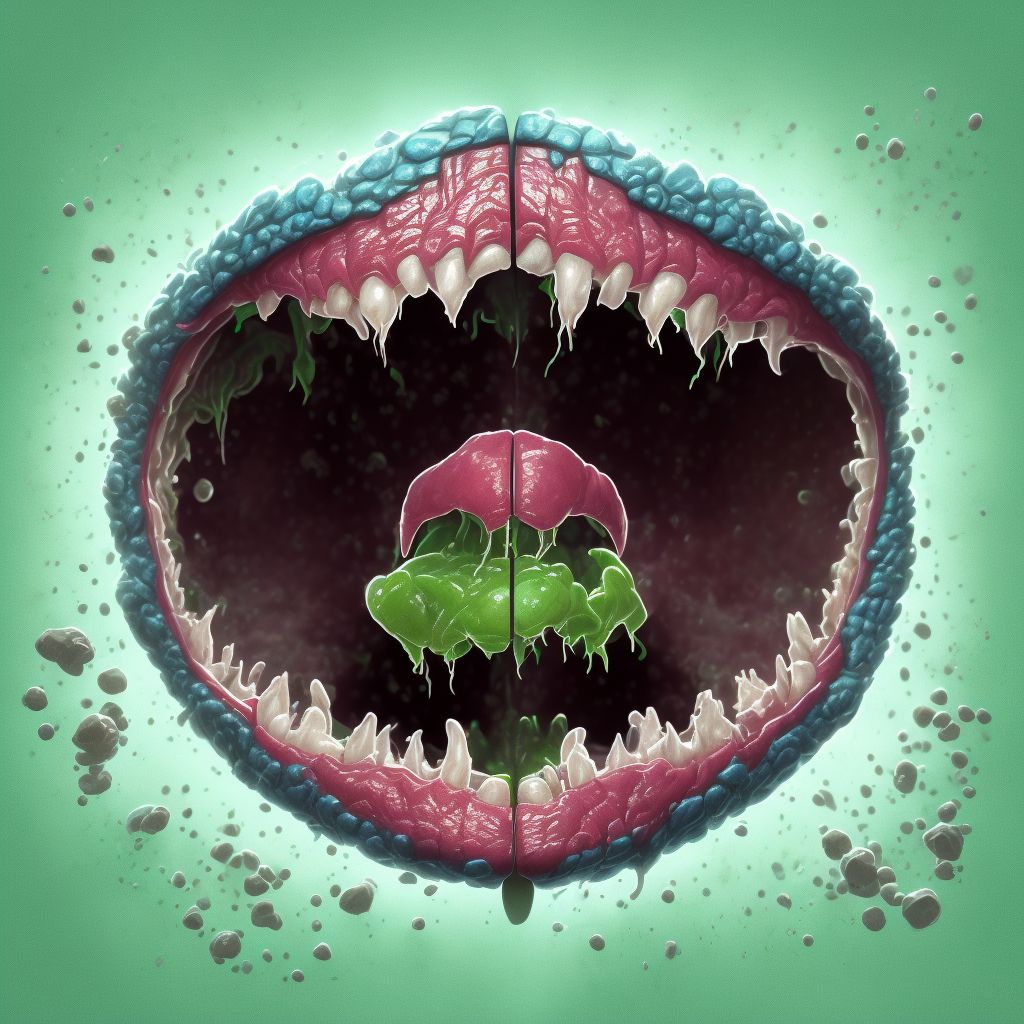 Open bite of lip, initial encounter digital illustration