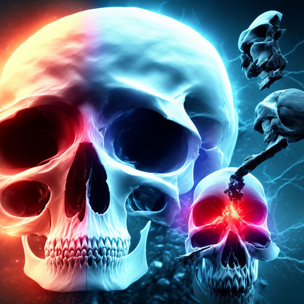 Fracture of base of skull, right side, initial encounter for open fracture digital illustration