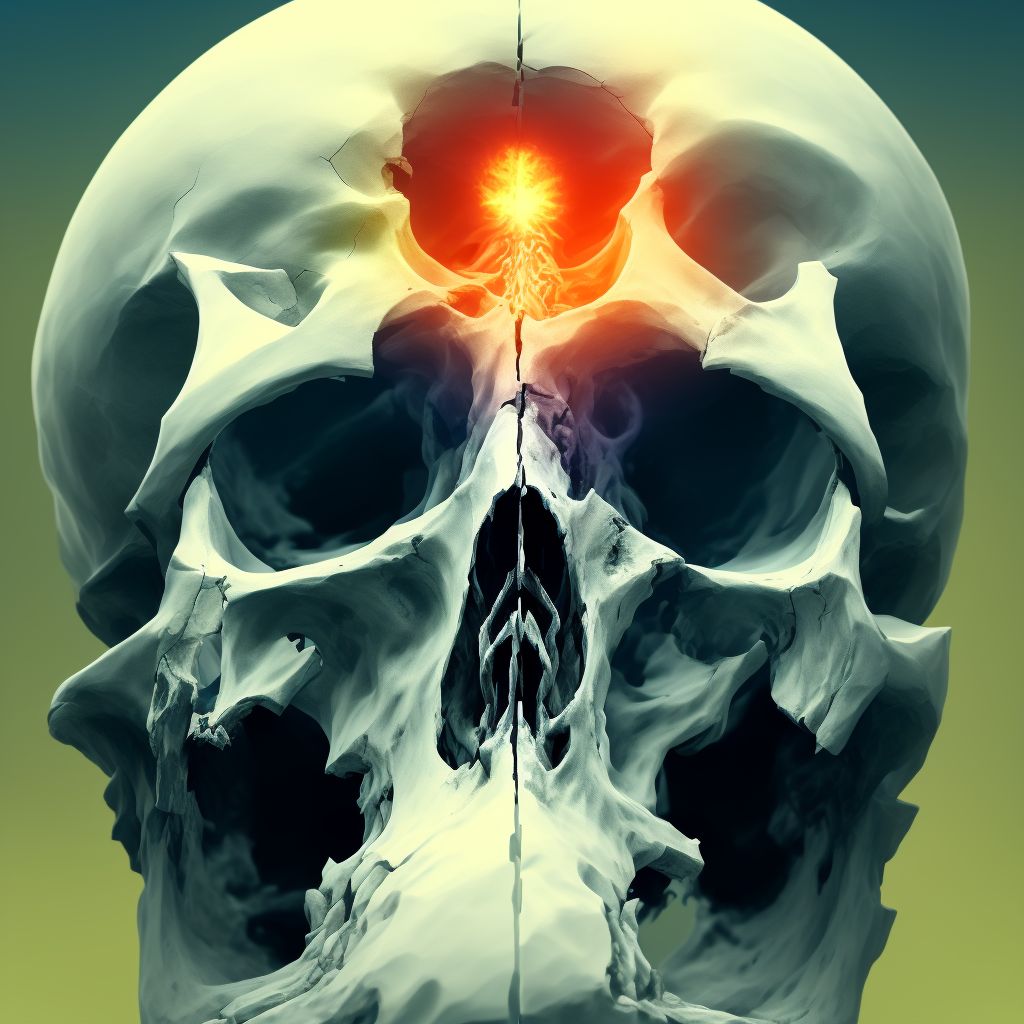 Fracture of base of skull, left side, subsequent encounter for fracture with routine healing digital illustration