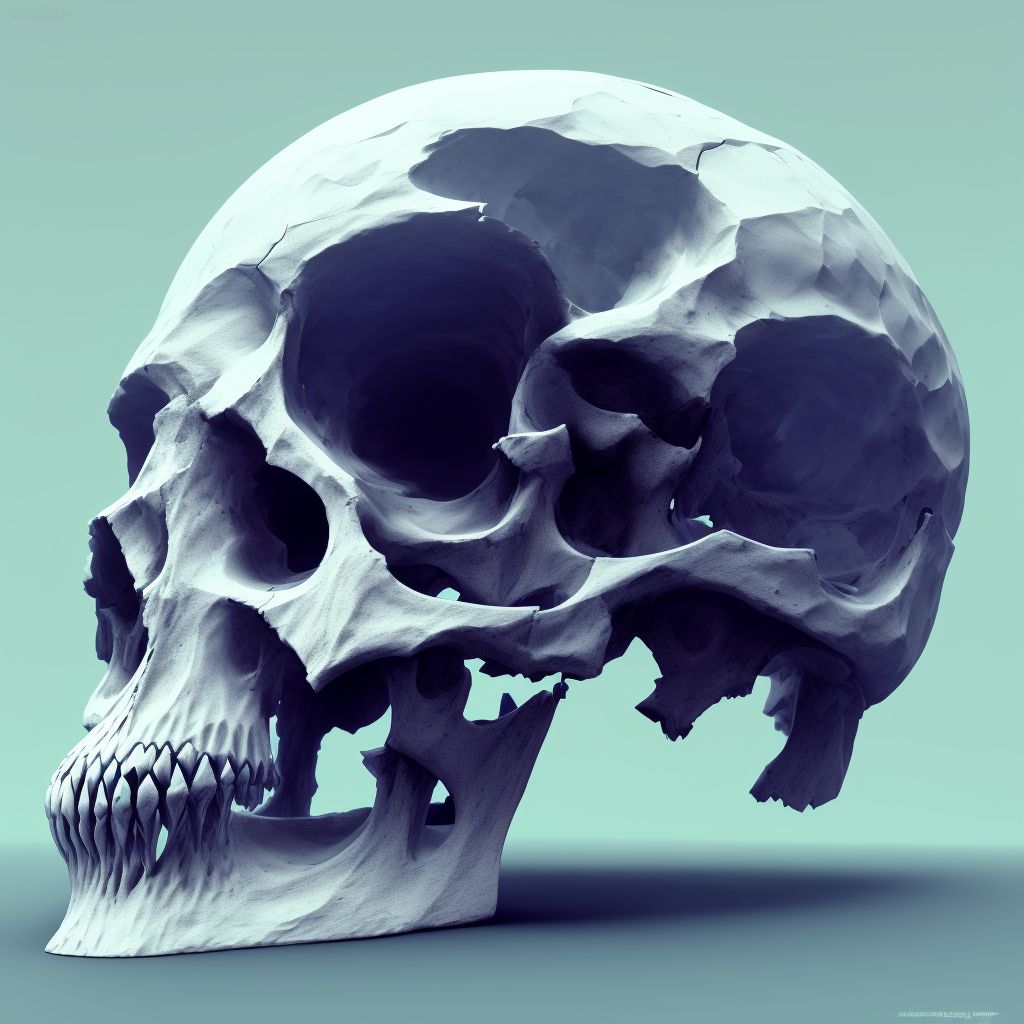 Fracture of base of skull, left side, subsequent encounter for fracture with delayed healing digital illustration