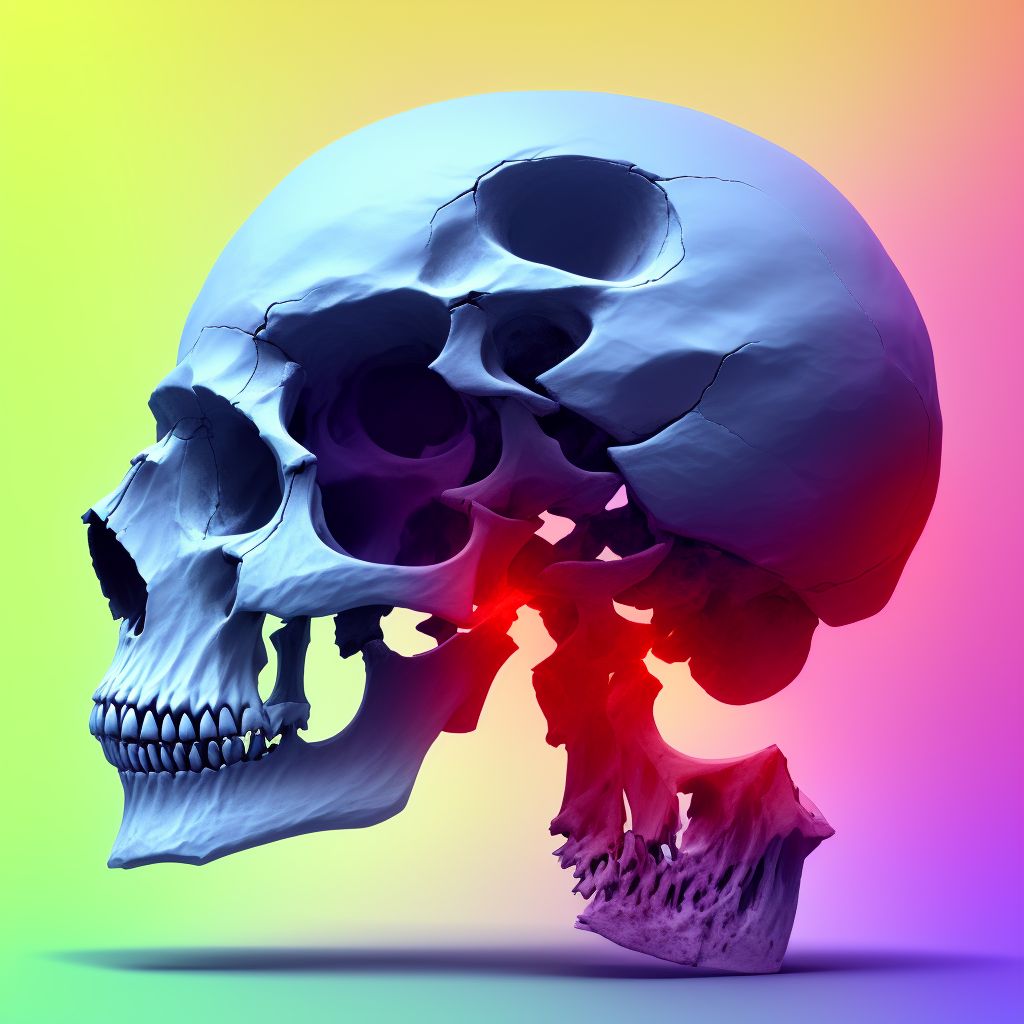 Fracture of base of skull, left side, sequela digital illustration