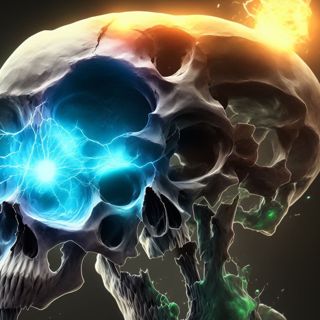 Fracture of base of skull, unspecified side, subsequent encounter for fracture with delayed healing digital illustration