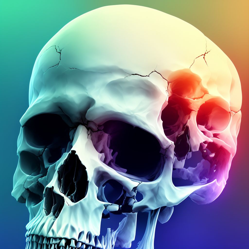 Fracture of base of skull, unspecified side, subsequent encounter for fracture with nonunion digital illustration