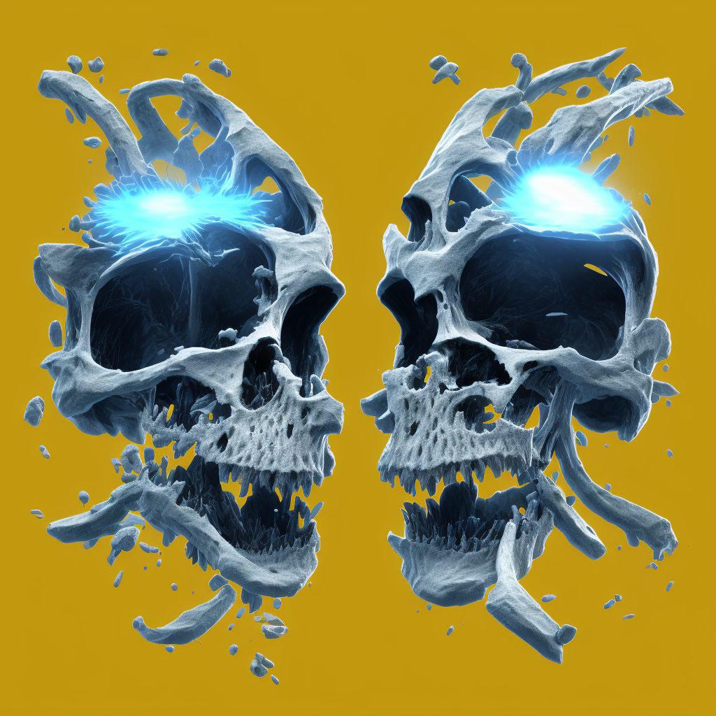 Type I occipital condyle fracture, right side, initial encounter for open fracture digital illustration