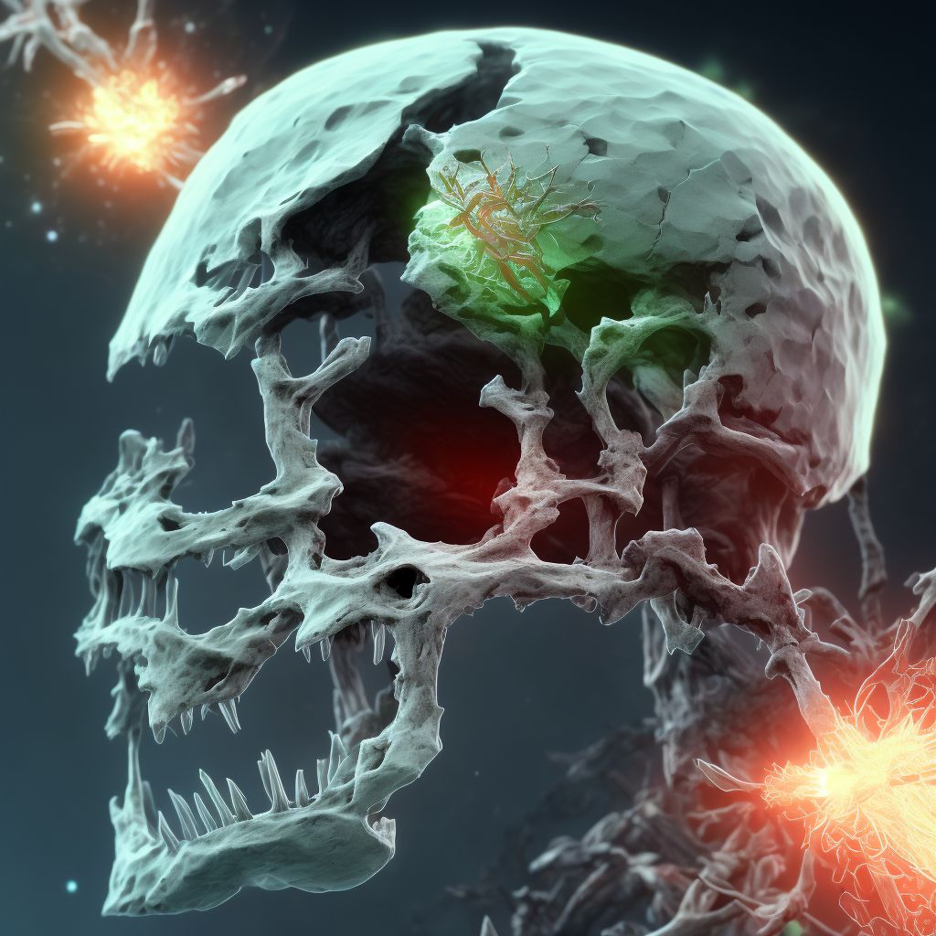 Type I occipital condyle fracture, right side, subsequent encounter for fracture with routine healing digital illustration