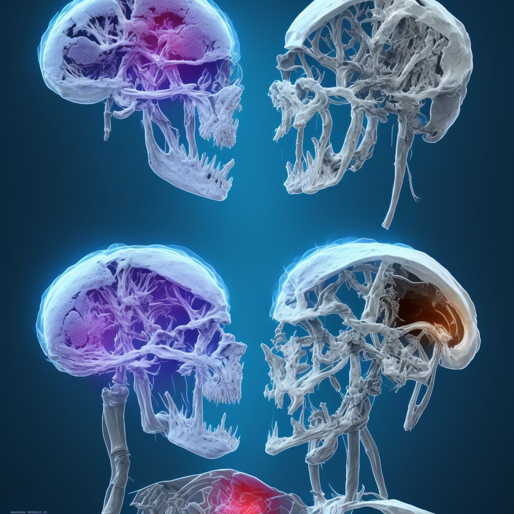 Type I occipital condyle fracture, right side, subsequent encounter for fracture with nonunion digital illustration