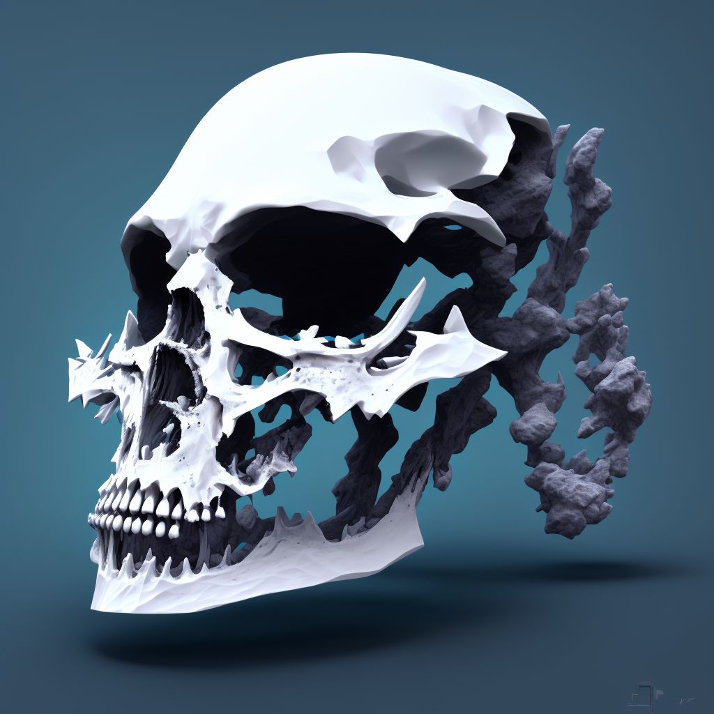 Type II occipital condyle fracture, right side, subsequent encounter for fracture with routine healing digital illustration