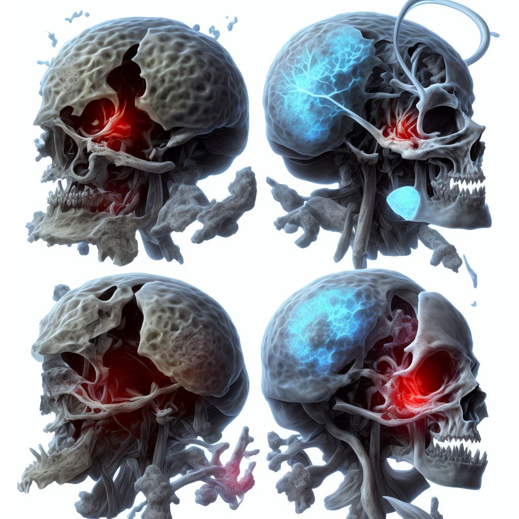 Type II occipital condyle fracture, right side, subsequent encounter for fracture with nonunion digital illustration