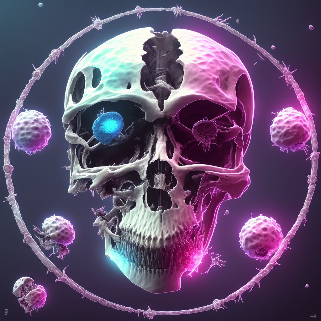 Type II occipital condyle fracture, left side, sequela digital illustration