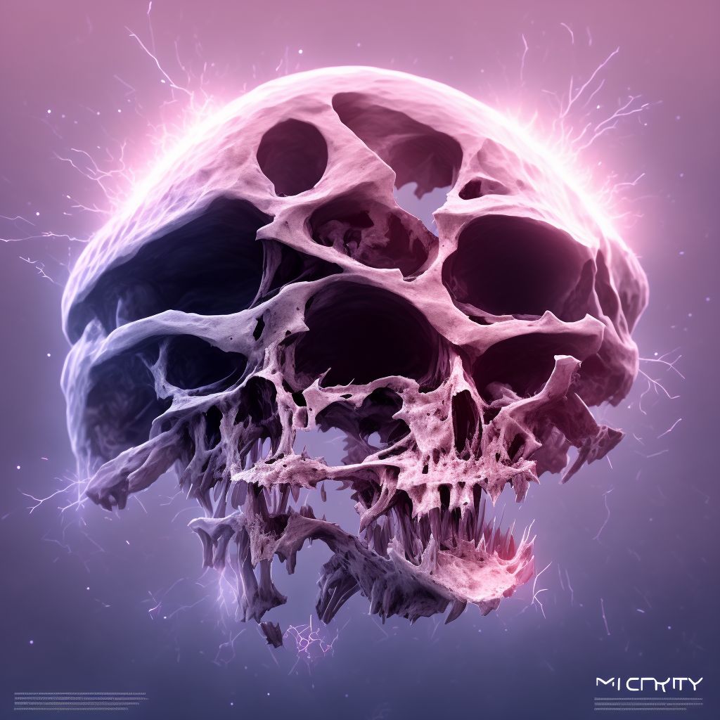 Type III occipital condyle fracture, right side, initial encounter for open fracture digital illustration