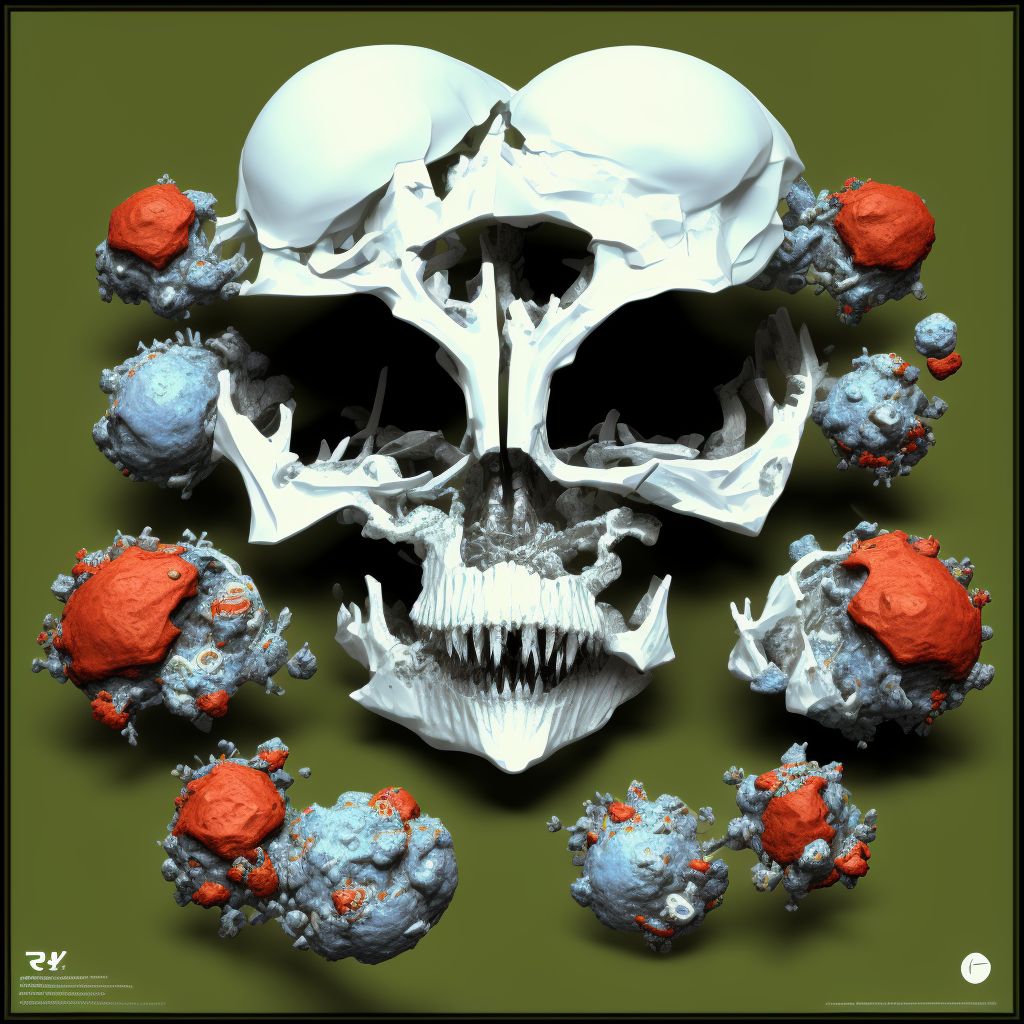 Type III occipital condyle fracture, right side, subsequent encounter for fracture with nonunion digital illustration