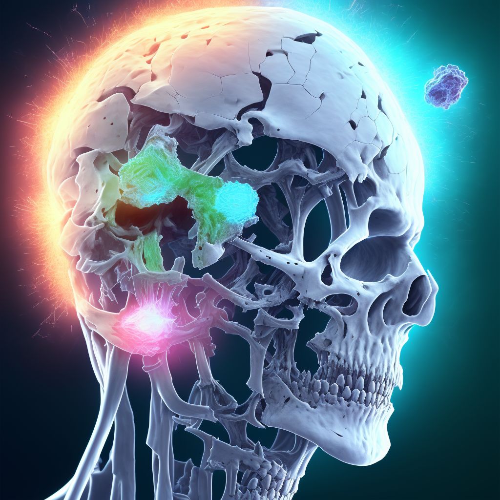 Type III occipital condyle fracture, left side, initial encounter for closed fracture digital illustration
