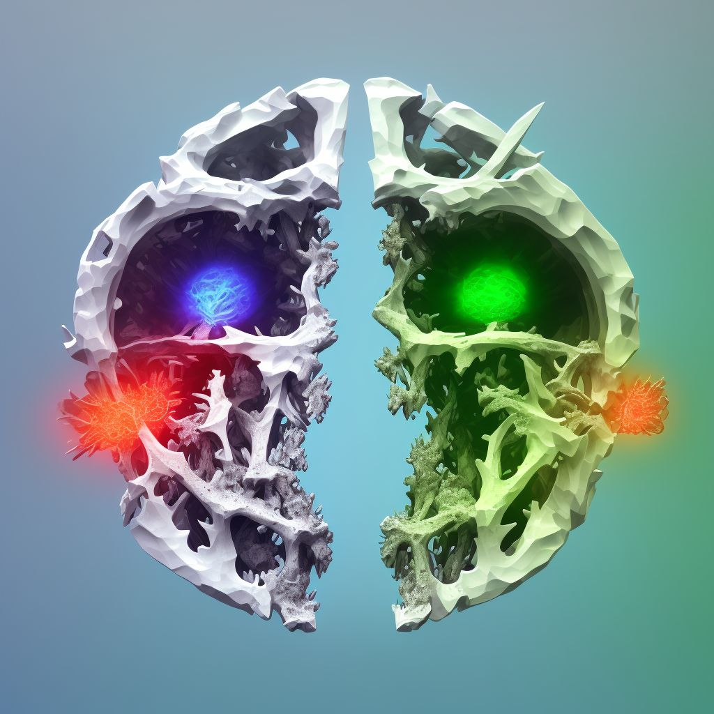 Type III occipital condyle fracture, left side, initial encounter for open fracture digital illustration