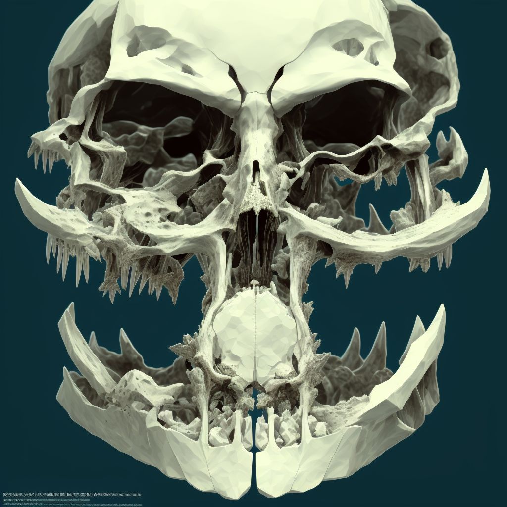 Type III occipital condyle fracture, left side, subsequent encounter for fracture with nonunion digital illustration