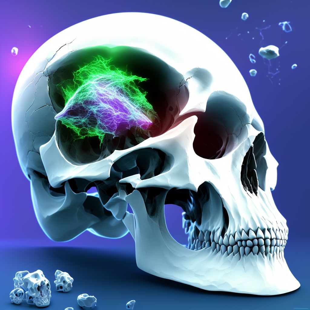 Other fracture of base of skull, subsequent encounter for fracture with delayed healing digital illustration