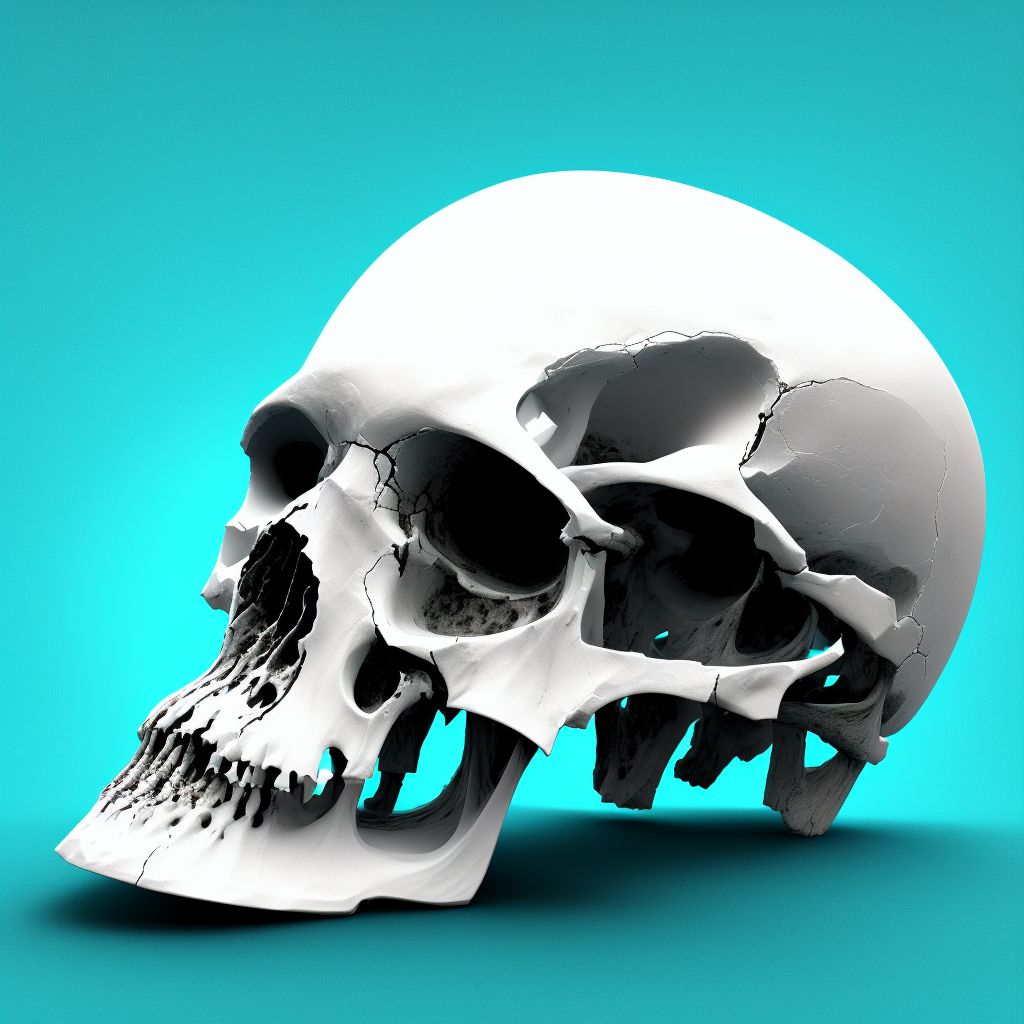 Other fracture of base of skull, subsequent encounter for fracture with nonunion digital illustration