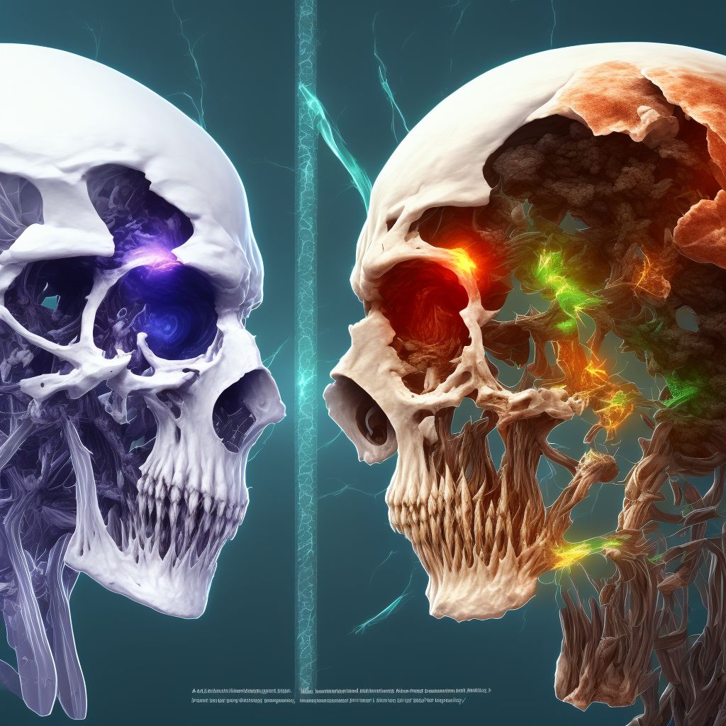 Malar fracture, left side, subsequent encounter for fracture with nonunion digital illustration