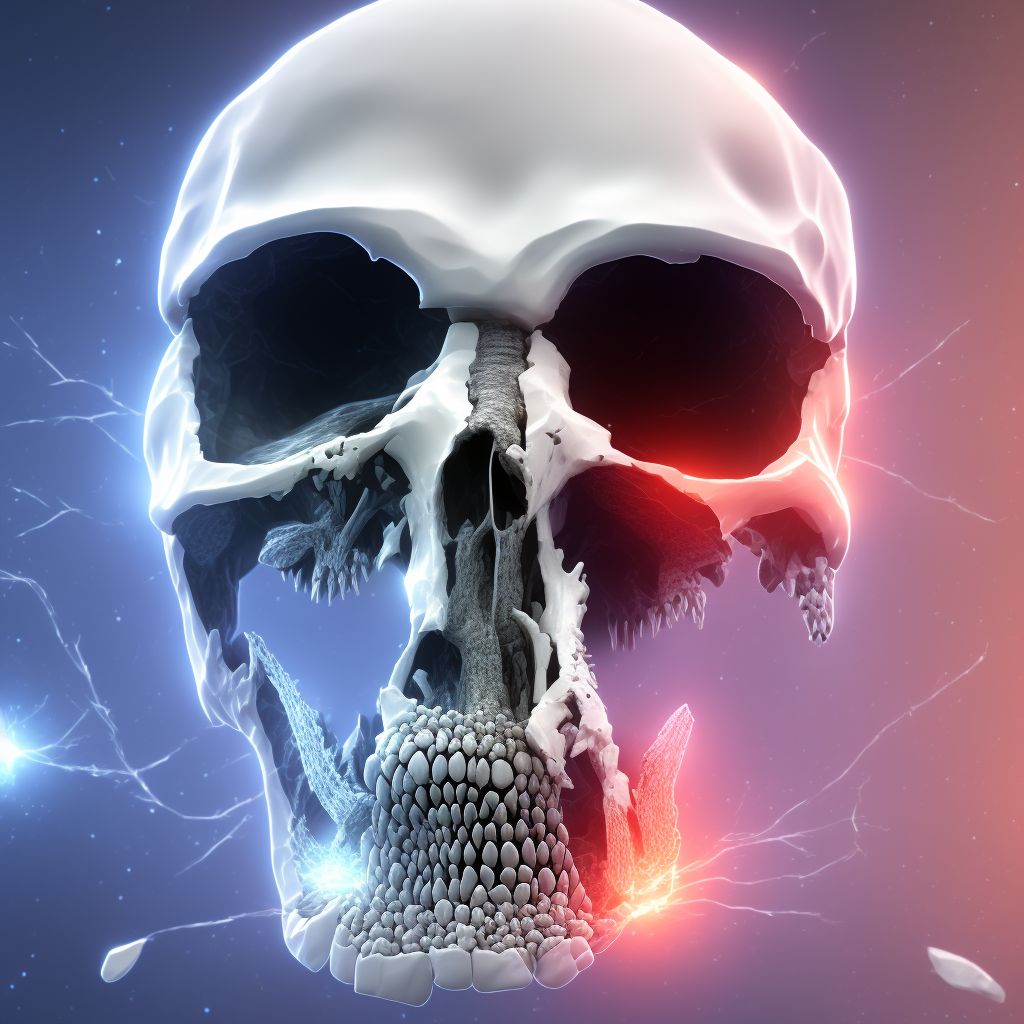 Maxillary fracture, right side, subsequent encounter for fracture with routine healing digital illustration