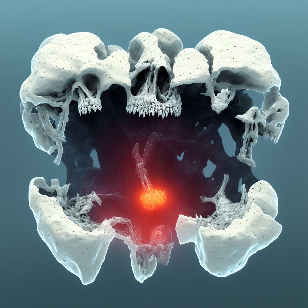 Maxillary fracture, right side, subsequent encounter for fracture with delayed healing digital illustration