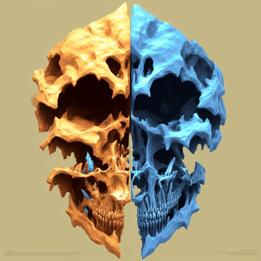 Maxillary fracture, left side, initial encounter for open fracture digital illustration