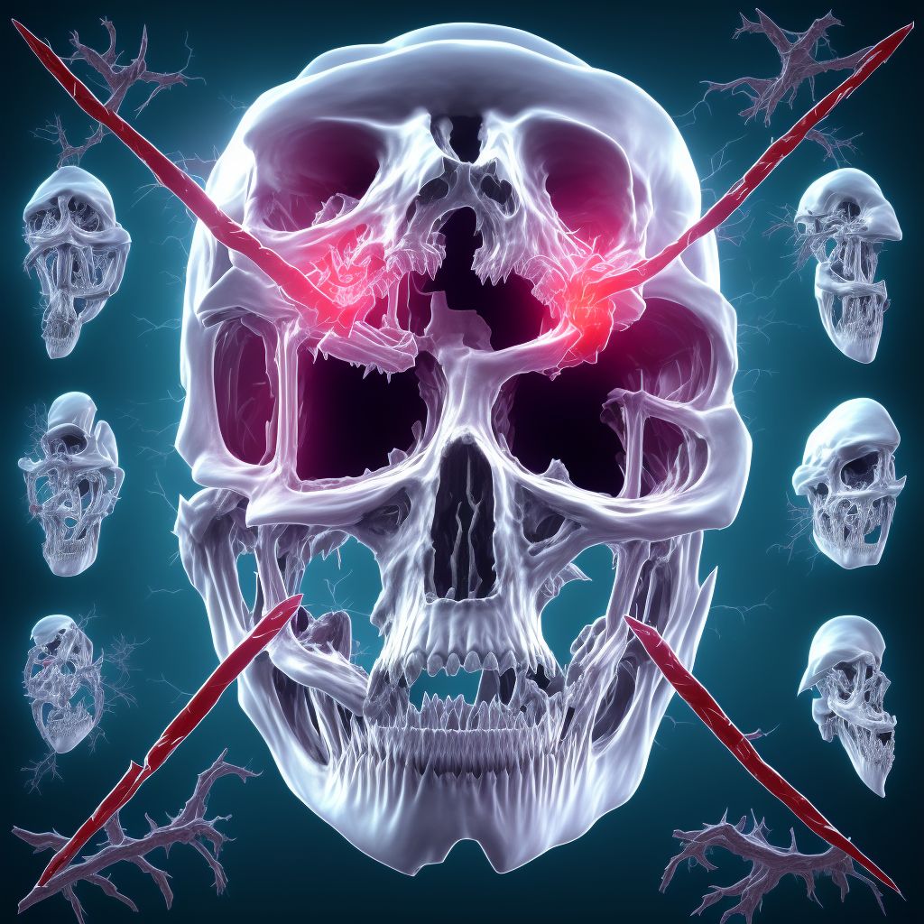 Zygomatic fracture, right side, initial encounter for closed fracture digital illustration