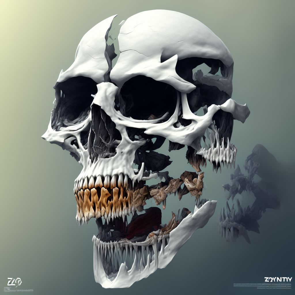 Zygomatic fracture, left side, subsequent encounter for fracture with nonunion digital illustration