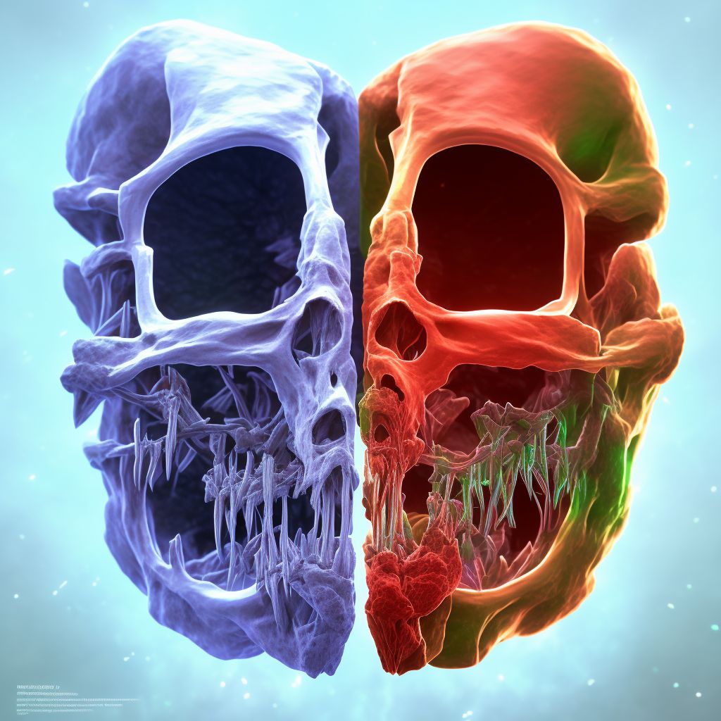 Fracture of condylar process of mandible, unspecified side, sequela digital illustration