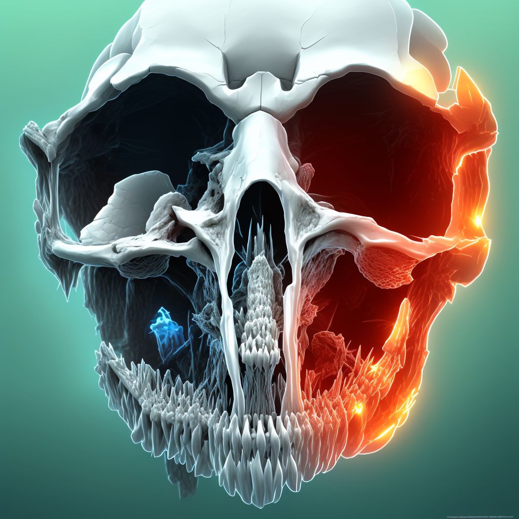 Fracture of condylar process of right mandible, subsequent encounter for fracture with routine healing digital illustration