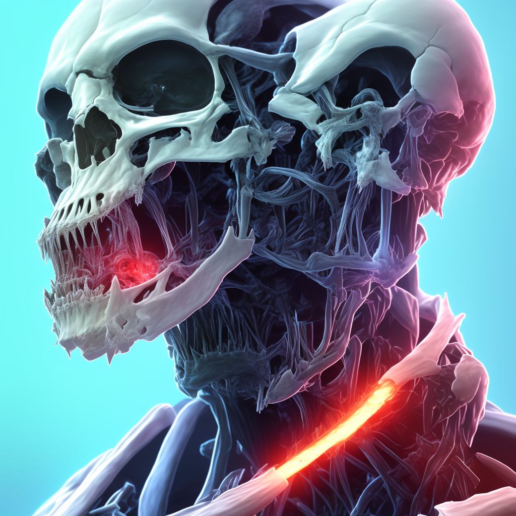 Fracture of condylar process of right mandible, subsequent encounter for fracture with delayed healing digital illustration