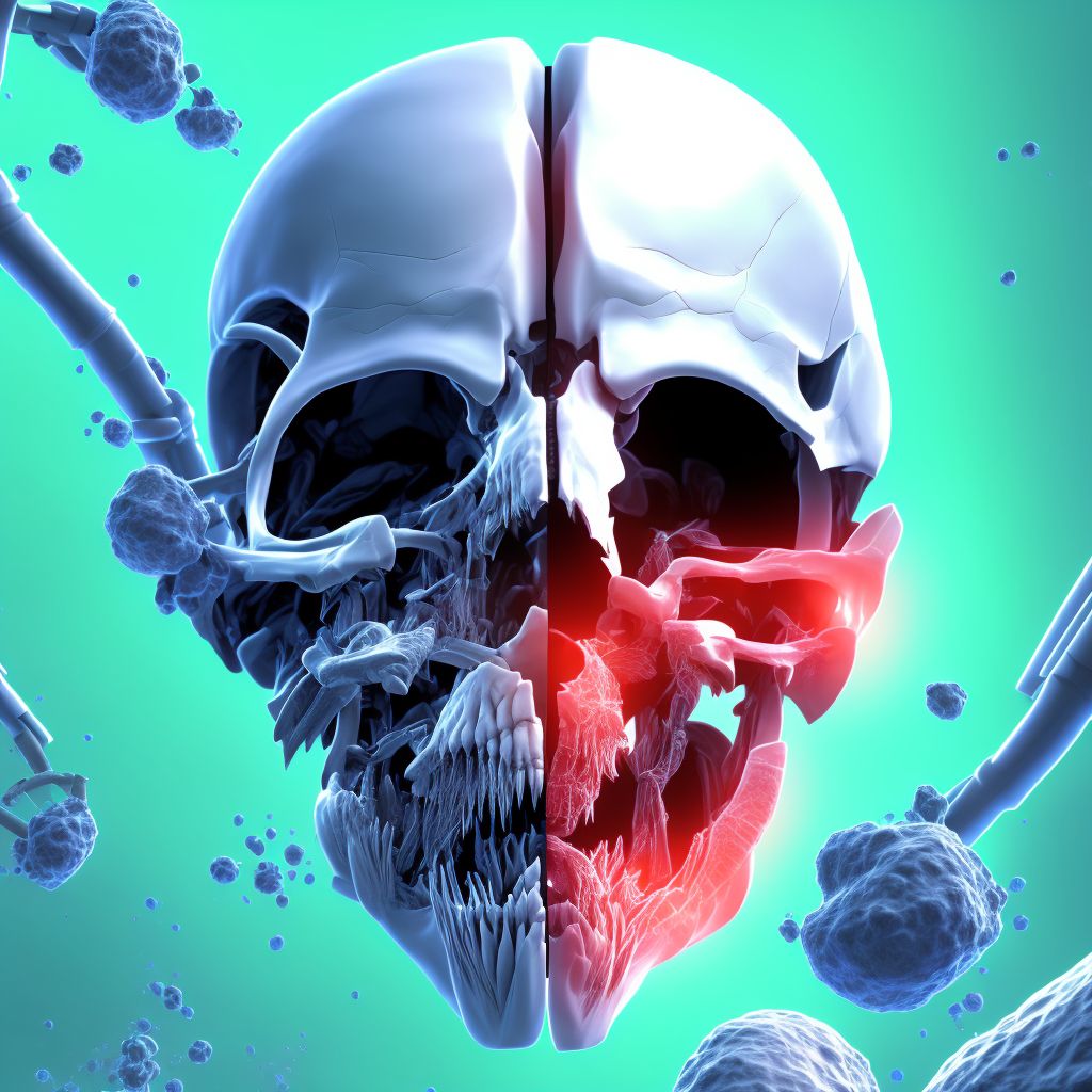 Fracture of condylar process of right mandible, sequela digital illustration