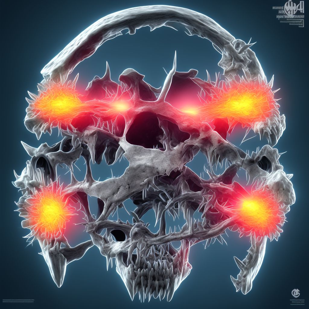 Fracture of condylar process of mandible, subsequent encounter for fracture with routine healing digital illustration