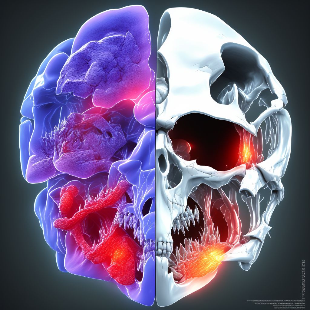 Fracture of subcondylar process of mandible, unspecified side, subsequent encounter for fracture with routine healing digital illustration