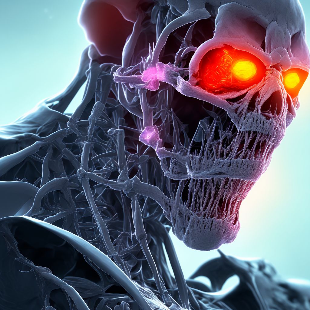 Fracture of subcondylar process of right mandible, sequela digital illustration