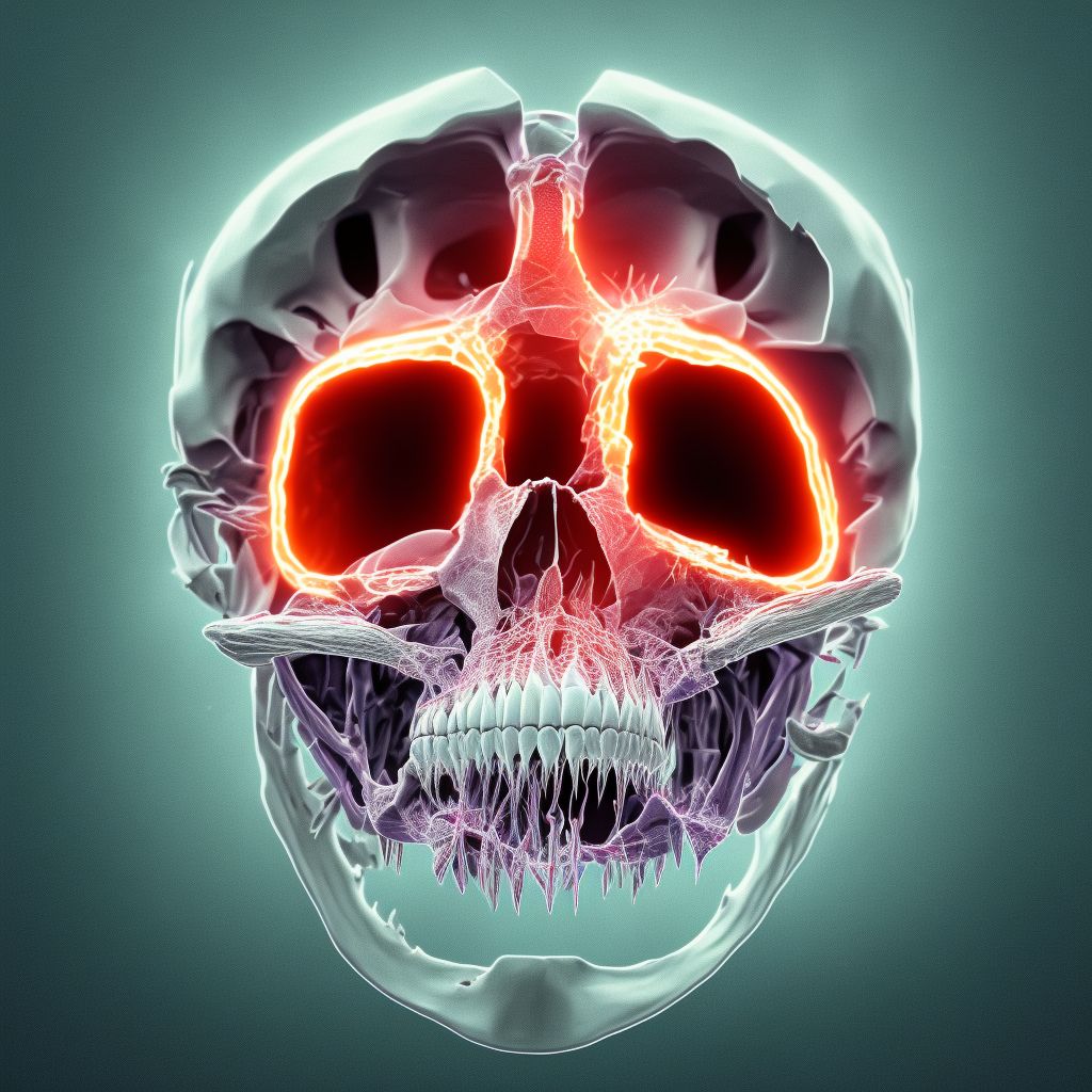 Fracture of subcondylar process of left mandible, initial encounter for open fracture digital illustration