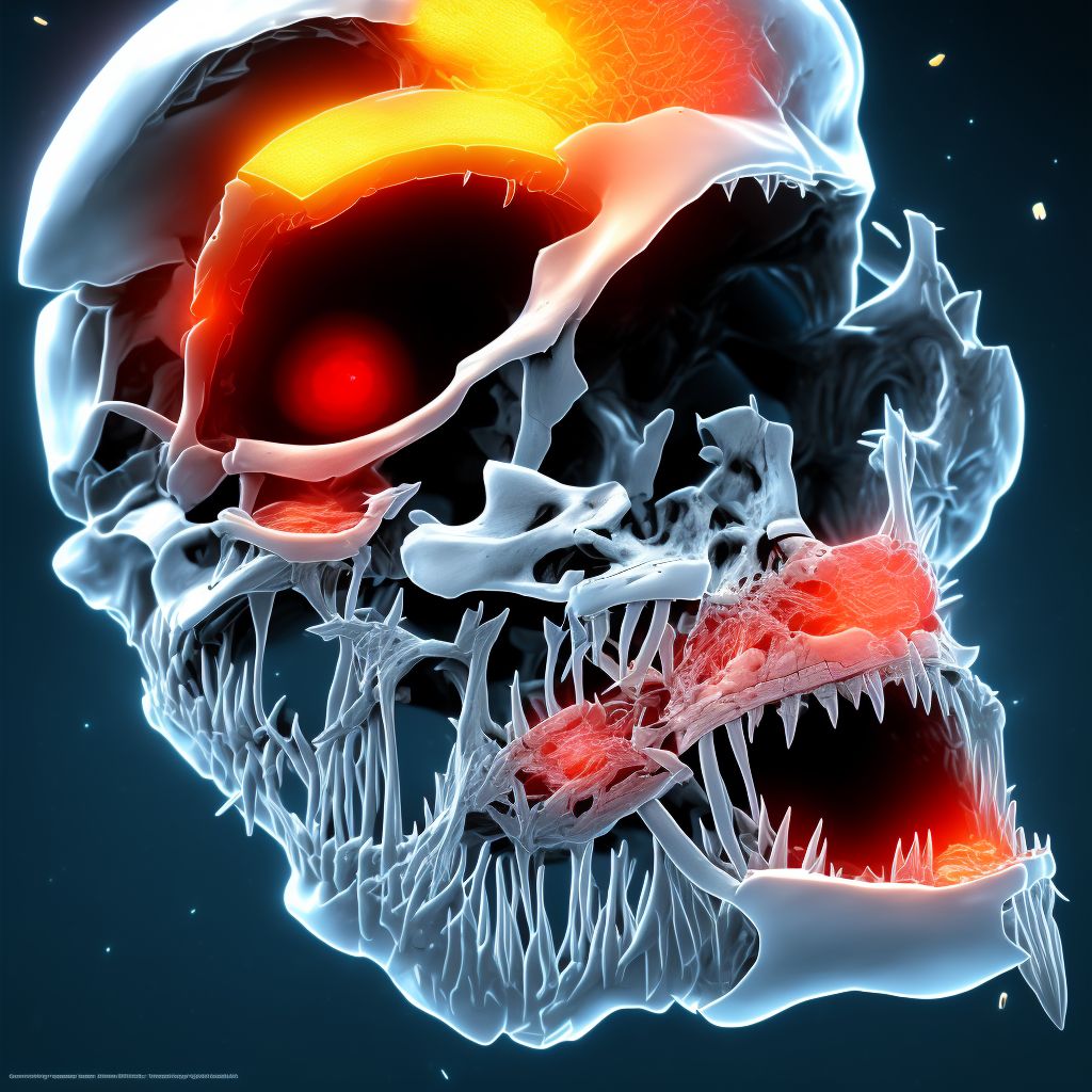 Fracture of subcondylar process of left mandible, subsequent encounter for fracture with routine healing digital illustration