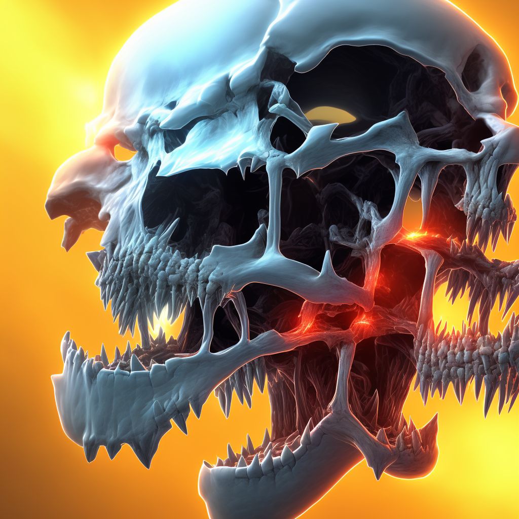 Fracture of subcondylar process of mandible, initial encounter for open fracture digital illustration