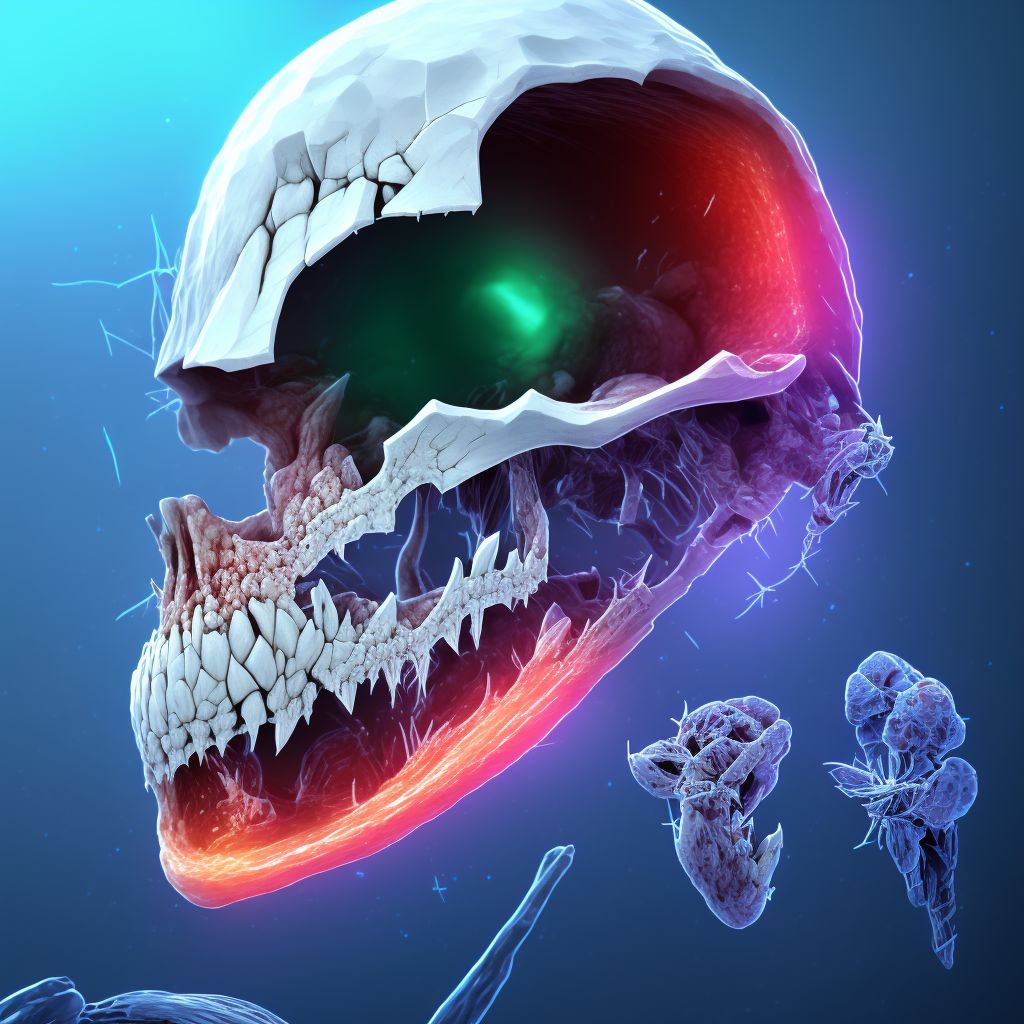 Fracture of subcondylar process of mandible, sequela digital illustration