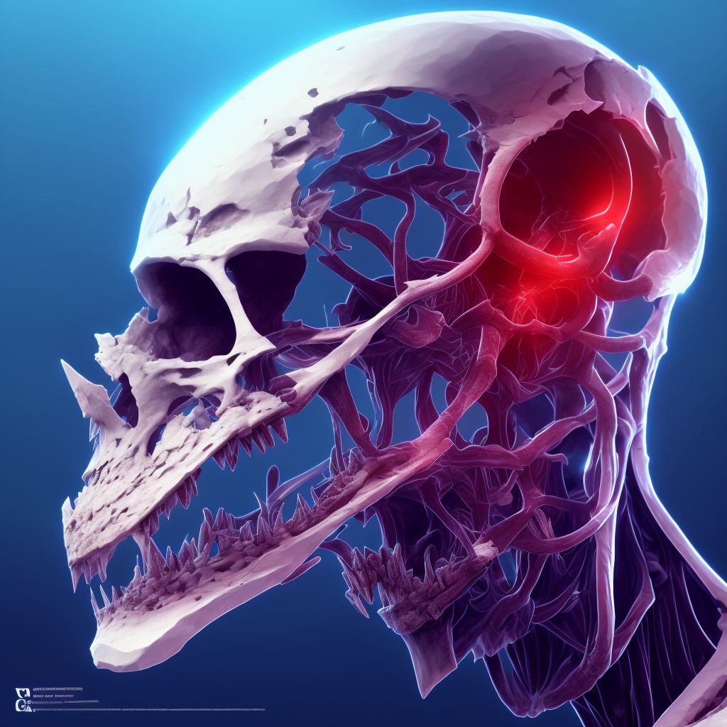 Fracture of angle of right mandible, sequela digital illustration