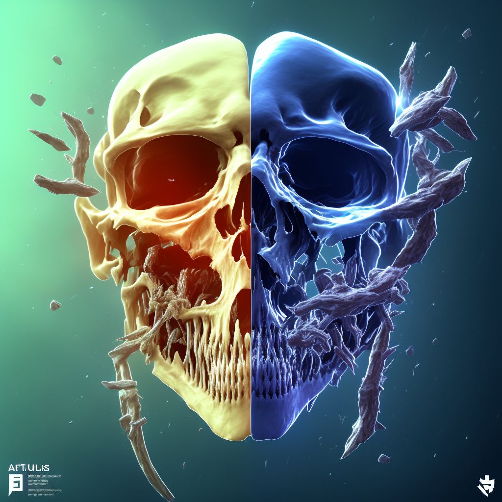 Fracture of alveolus of right mandible, subsequent encounter for fracture with nonunion digital illustration