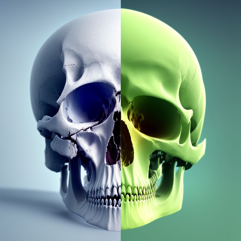 Fracture of other specified skull and facial bones, right side, subsequent encounter for fracture with delayed healing digital illustration