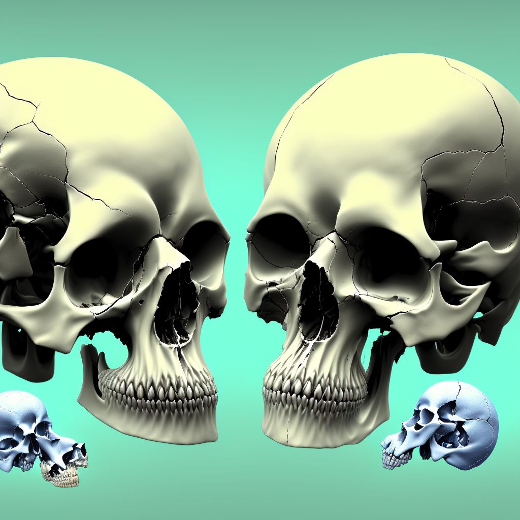 Fracture of other specified skull and facial bones, left side, subsequent encounter for fracture with delayed healing digital illustration