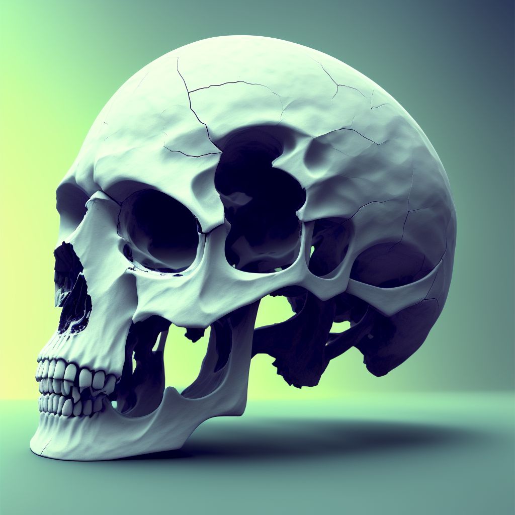 Unspecified fracture of skull, subsequent encounter for fracture with delayed healing digital illustration