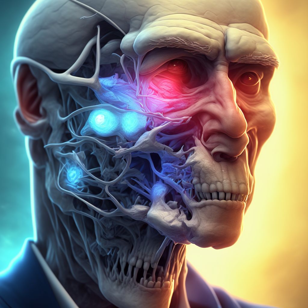 Injury of trigeminal nerve, right side, subsequent encounter digital illustration