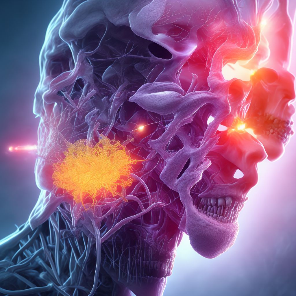 Injury of trigeminal nerve, right side, sequela digital illustration