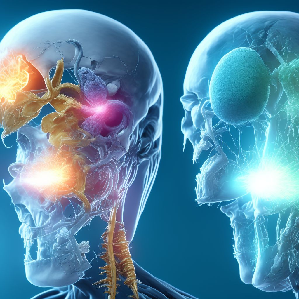 Injury of abducent nerve, right side, initial encounter digital illustration