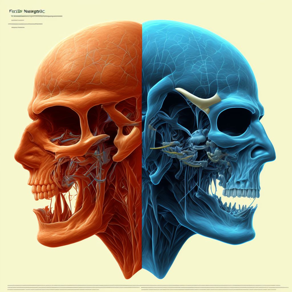 Injury of facial nerve, right side, subsequent encounter digital illustration