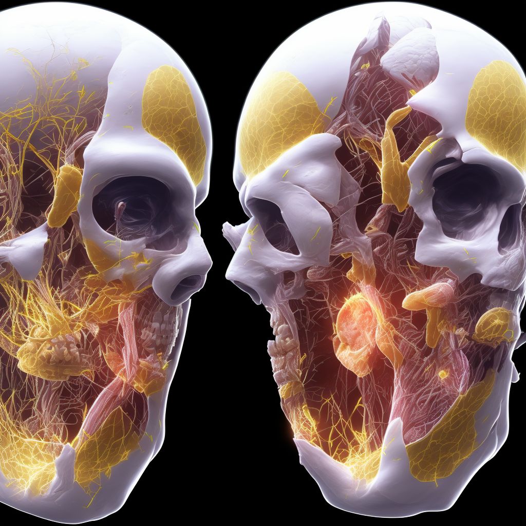 Injury of facial nerve, left side, sequela digital illustration