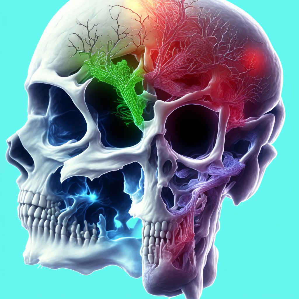 Injury of other cranial nerves, right side, sequela digital illustration